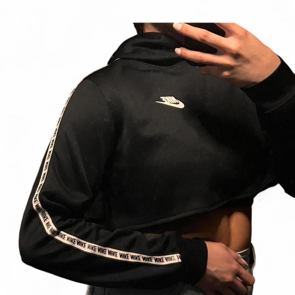 Nike cropped black & white sportswear hoodie